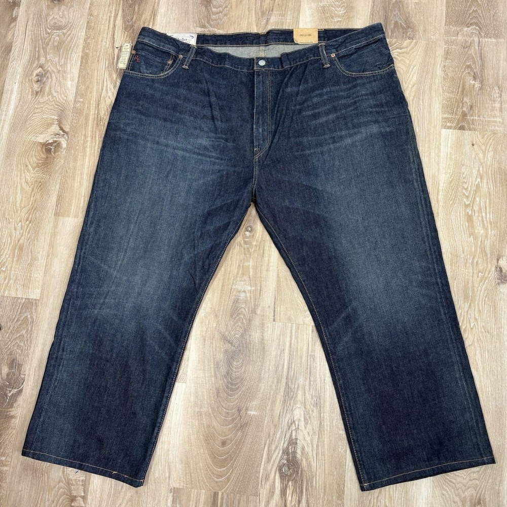 NWOT Polo Ralph Lauren Mens Hampton Relaxed Straight Selvedge Jeans Size 50Bx27*